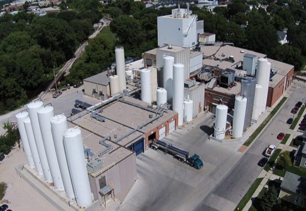 aerial view of global dairy manufacturer in Wisconsin